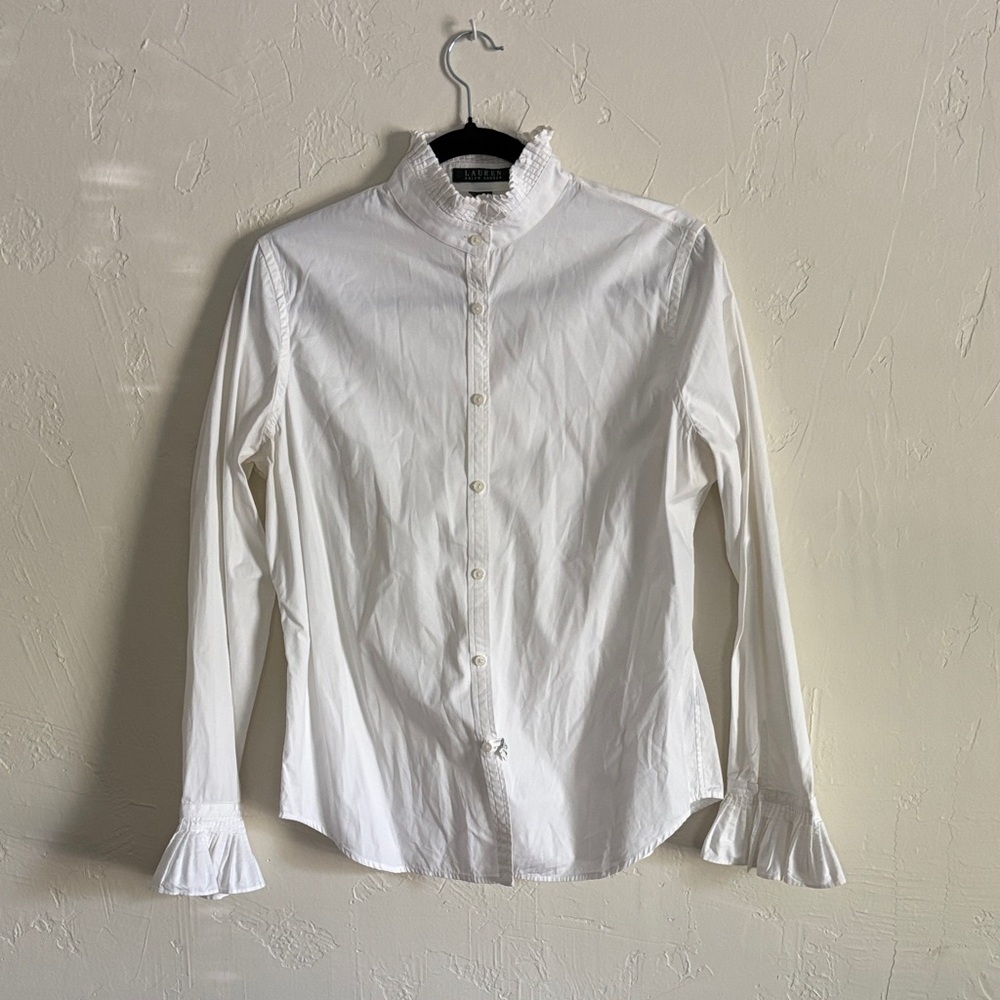 Vintage Ralph Lauren White Button Up with High Neck